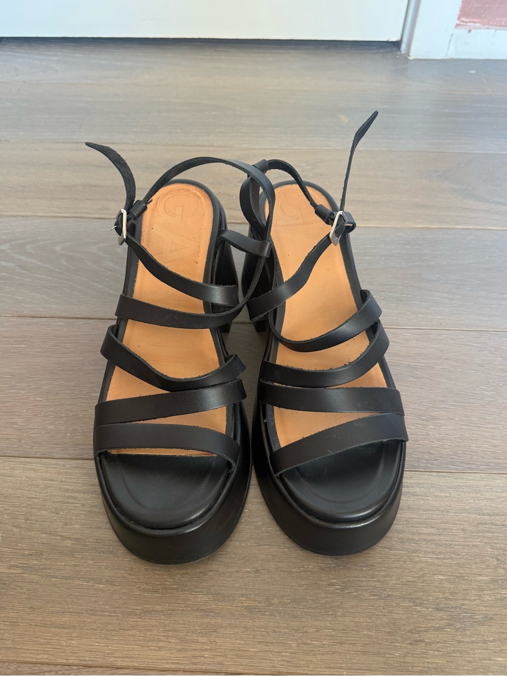 GANNI Women’s Black Strappy Platform Sandals